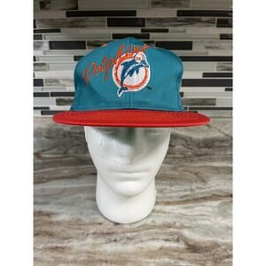 Team NFL AJD Miami Dolphins Vintage 90's Snapback Hat - Has A Stain (See Photos)
